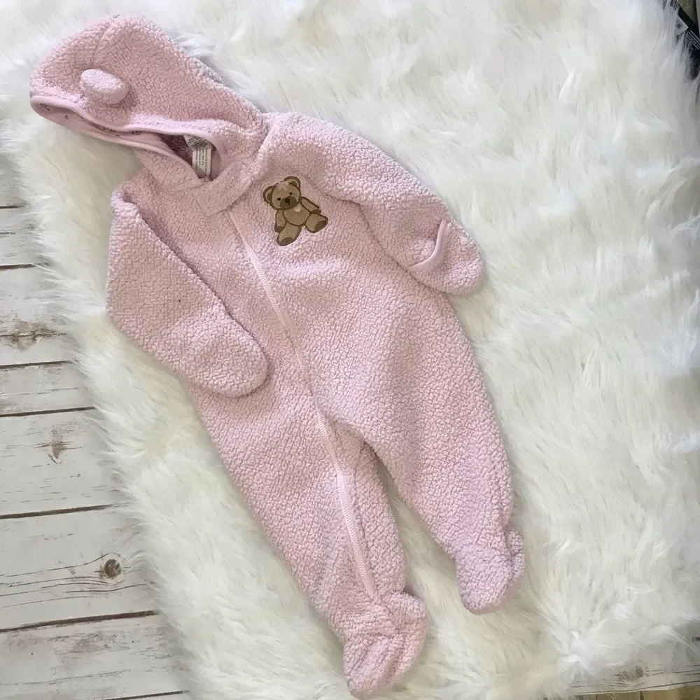 Baby Snowsuit Coat Bunting Baby‎ Girl 9 months Pink Bear winter
